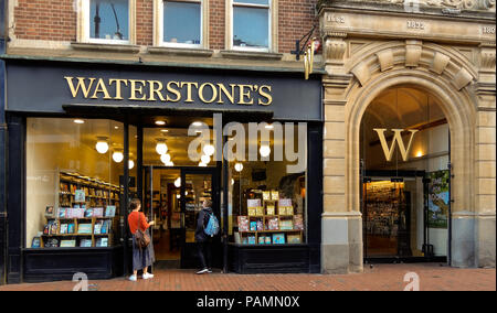 Reading, United Kingdom - June 22 2018:   The store frontage of Waterstones book shop in Broad St Stock Photo