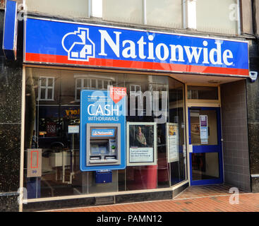 Reading, United Kingdom - June 22 2018:   The store frontage of Nationwide Bank in Broad St Stock Photo