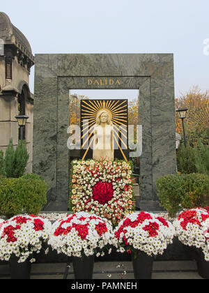 Grave monument of the famous French singer Dalida in Montmartre cemetery, France Stock Photo