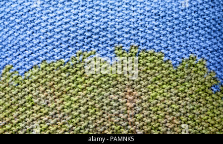 Colorful abstract background made with photo collage technique. Digital art with natural textile texture. Stock Photo