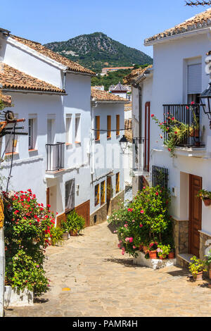 Narrow street in old Ubrique town, Cadiz Province, Spain Stock Photo