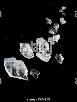 ice blocks splash isolated on black background Stock Photo