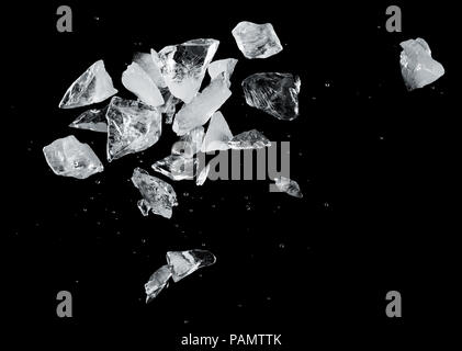 ice blocks splash isolated on black background Stock Photo