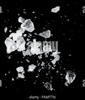 ice blocks splash isolated on black background Stock Photo