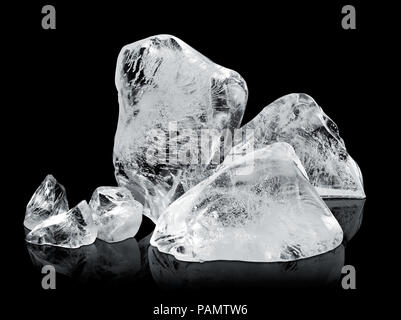 ice blocks isolated on black background Stock Photo