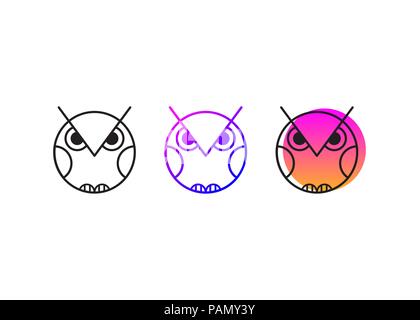 Owl logo, owl icon, wisdom symbol, abstract geometric line owl, intelligence icon. Vector illustration Stock Vector