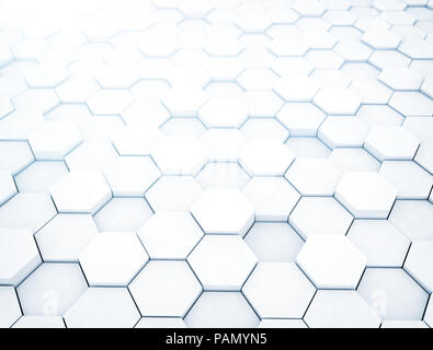 White geometric hexagonal abstract background. 3d rendering Stock Photo