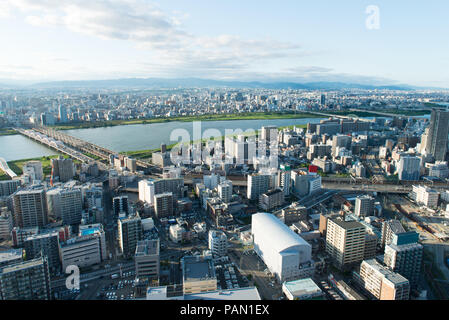 Osaka city views from Umeda Sky Building in Osaka city, Japan. Stock Photo