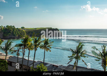 Aerial View on Bali Beach and waterway, INDIAN OCEAN Stock Photo