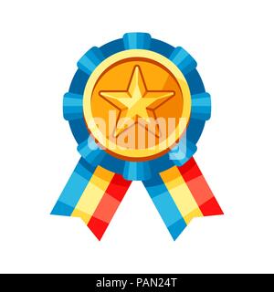 Colored rosette with gold medal. Stock Vector