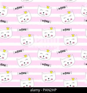 Little Cute Cat Princess Seamless Pattern Background Vector Illustration  Stock Vector Image & Art - Alamy