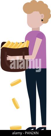 Rich Girl flat icon isolated on white background Stock Vector