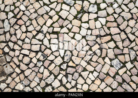 Natural distinct cobblestones pavement detail, view from above Stock Photo