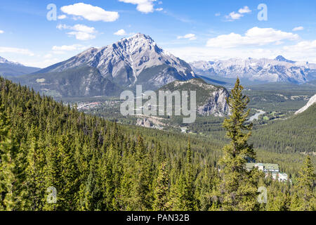 The Rimrock Resort Hotel photographed from the Banff gondola in the Rocky Mountains, Banff, Alberta, Canada Stock Photo