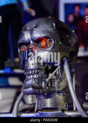 GENOVA, ITALY - MAY 4, 2016: Terminator T-800, International cinema museum in Genova, Italy. Museum with collections about the popular Hollywood movie Stock Photo