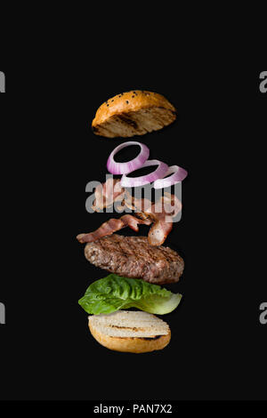 Flying burger Stock Photo