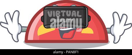 Virtual reality semicircle mascot cartoon style Stock Vector