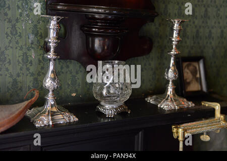 LONDON, ENGLAND - JUL 22, 2016: Interior of the Sherlock Holmes Museum, 221 Baker Street, London. Sherlock Holmes  is a fictional private detective cr Stock Photo