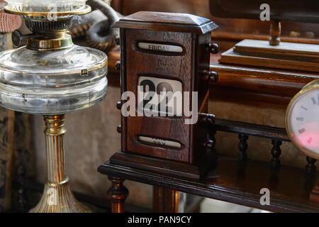 LONDON, ENGLAND - JUL 22, 2016: Interior of the Sherlock Holmes Museum, 221 Baker Street, London. Sherlock Holmes  is a fictional private detective cr Stock Photo