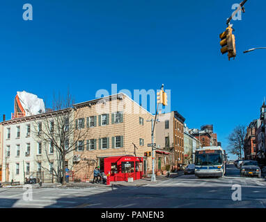 Street scene in the trendy neighborhood of Williamsburg in Brooklyn , New York, USA, Januaty 01, 2018    Photo © Fabio Mazzarella/Sintesi/Alamy Stock  Stock Photo