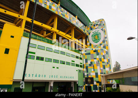 LISBON, PORTUGAL - OCT 17, 2016: Exterior of the Estadio Jose Alvalade, the home stadium for the  Sporting Clube de Portugal Stock Photo