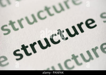 word structure printed on white paper macro Stock Photo