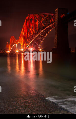 Night view of Forth Rail bridge,South Queensferry Stock Photo