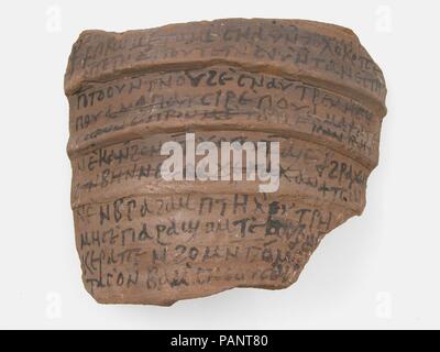 Ostrakon. Culture: Coptic. Dimensions: 5 7/8 x 4 7/8 in. (15 x 12.4 cm). Date: 7th century. Museum: Metropolitan Museum of Art, New York, USA. Stock Photo
