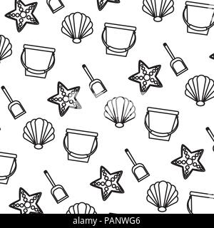 line funny beach recreation things background Stock Vector