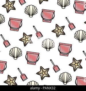 doodle funny beach recreation things background Stock Vector