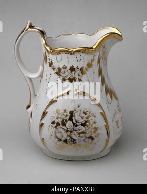 Pitcher. Culture: American. Dimensions: H. 10 3/4 in. (27.3 cm). Manufacturer: Manufactured by William Bloor's East Liverpool Porcelain Works. Date: 1861. Museum: Metropolitan Museum of Art, New York, USA. Stock Photo