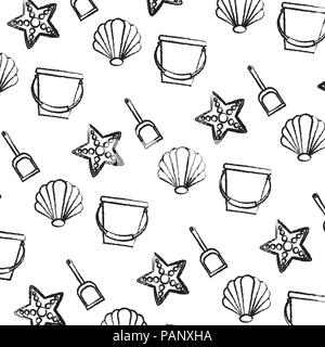 grunge funny beach recreation things background Stock Vector