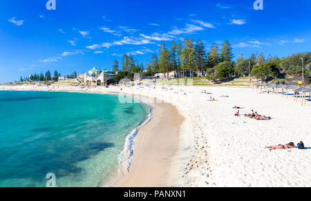 Perth beach, Australia. People sunbathing at Cottesloe Beach on a beautiful summer's day. Stock Photo