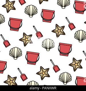 color funny beach recreation things background Stock Vector