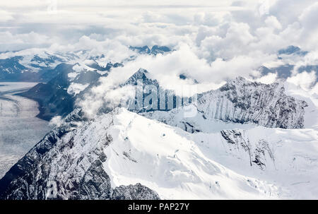 USA, Alaska, Denali National Park, aerial view of mountains and glaciers Stock Photo