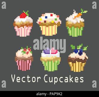 sets of cupcakes for decoration Stock Vector