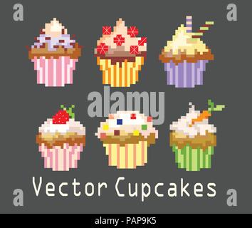 sets of cupcakes for decoration Stock Vector