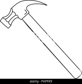 Line art black and white claw hammer Stock Vector