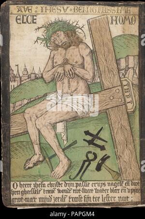 Album with Twelve Engravings of The Passion, a Woodcut of Christ as the Man of Sorrows, and a Metalcut of St. Jerome in Penitence. Artist: Anonymous, Netherlandish, 15th century; Israhel van Meckenem (German, Meckenem ca. 1440/45-1503 Bocholt); Anonymous, German, Cologne, 15th century. Dimensions: Overall: 10 1/4 x 8 1/16 x 1/2 in. (26 x 20.4 x 1.3 cm). Date: late 15th century.  This fascinating album provides vivid testimony to the way in which prints were used in the fifteenth century. Twelve outstanding early impressions of Israhel van Meckenem's engravings of the Passion are interleaved wi Stock Photo