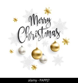 Merry christmas card with gold balls Stock Vector