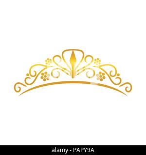 Beauty Golden Tiara Crown Vector Symbol Graphic Logo Design Stock Vector