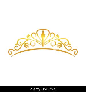 Beauty Golden Tiara Crown Vector Symbol Graphic Logo Design Stock Vector