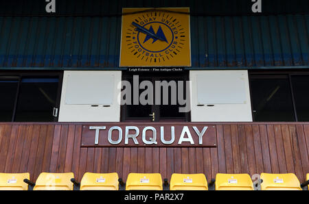 General view of the Plainmoor Stadium, Torquay. Stock Photo
