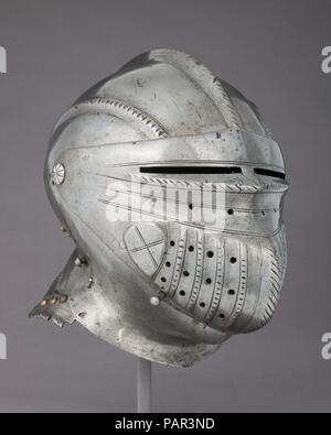 Armet. Culture: German. Dimensions: H. 11 1/2 in. (29.2 cm); W. 9 1/4 in. (23.5 cm); D. 13 in. (33 cm); Wt. 8 lb. 2.4 oz. (3696.8 g). Date: ca. 1535. Museum: Metropolitan Museum of Art, New York, USA. Stock Photo