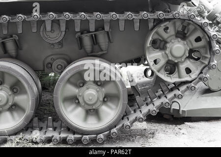 Tank caterpillar tread with wheels. Modern military equipment Stock ...