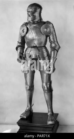 Armor. Culture: German. Dimensions: H. 71 in. (180.3 cm); Wt. 39 lb. 2 oz. (17.75 kg). Etcher: Etched decoration on poleyns (knee defeneses) attributed to Heilig Jörg (German, active ca. 1490-1505). Date: ca. 1500 and later. Museum: Metropolitan Museum of Art, New York, USA. Stock Photo
