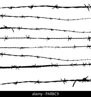 Barbed wire silhouettes on white background, vector illustration Stock Vector