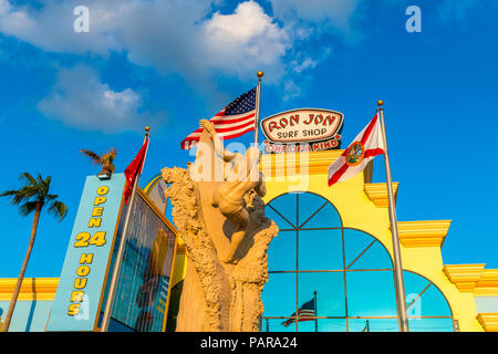 Ron Jon Surf Shop in Cocoa Beach, Florida, USA. Ron Jon Surf Shop is a surfer style retail store chain founded in 1959. Stock Photo