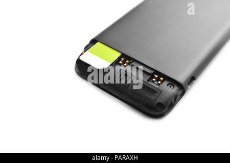 sim card in the mobile phone Stock Photo