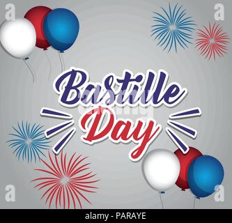 Bastille day design with balloons over gray background, vector illustration Stock Vector